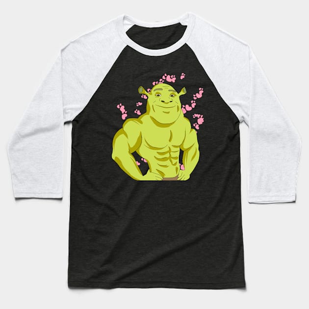 Macho Shrek Valentine Baseball T-Shirt by Anime Meme's